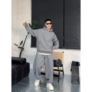 语乐服饰净版舒适简约高级感加绒加厚卫衣卫裤两件套男休闲两件套
