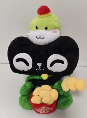 库存尾货毛绒玩具黑色猫绿色蛇合体超级好玩高38厘米