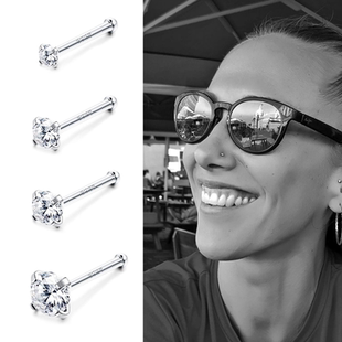 925纯银鼻钉女超闪AAA锆石迷你小钻欧美个性 简约百搭穿刺男耳骨钉