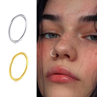 925纯银鼻环女 穿刺防过敏养鼻洞小圈圈耳骨钉男鼻圈 欧美简约个性