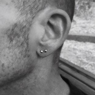 潮人几何小耳钉女银饰 925纯银耳环男14K金欧美小众冷淡风简约个性