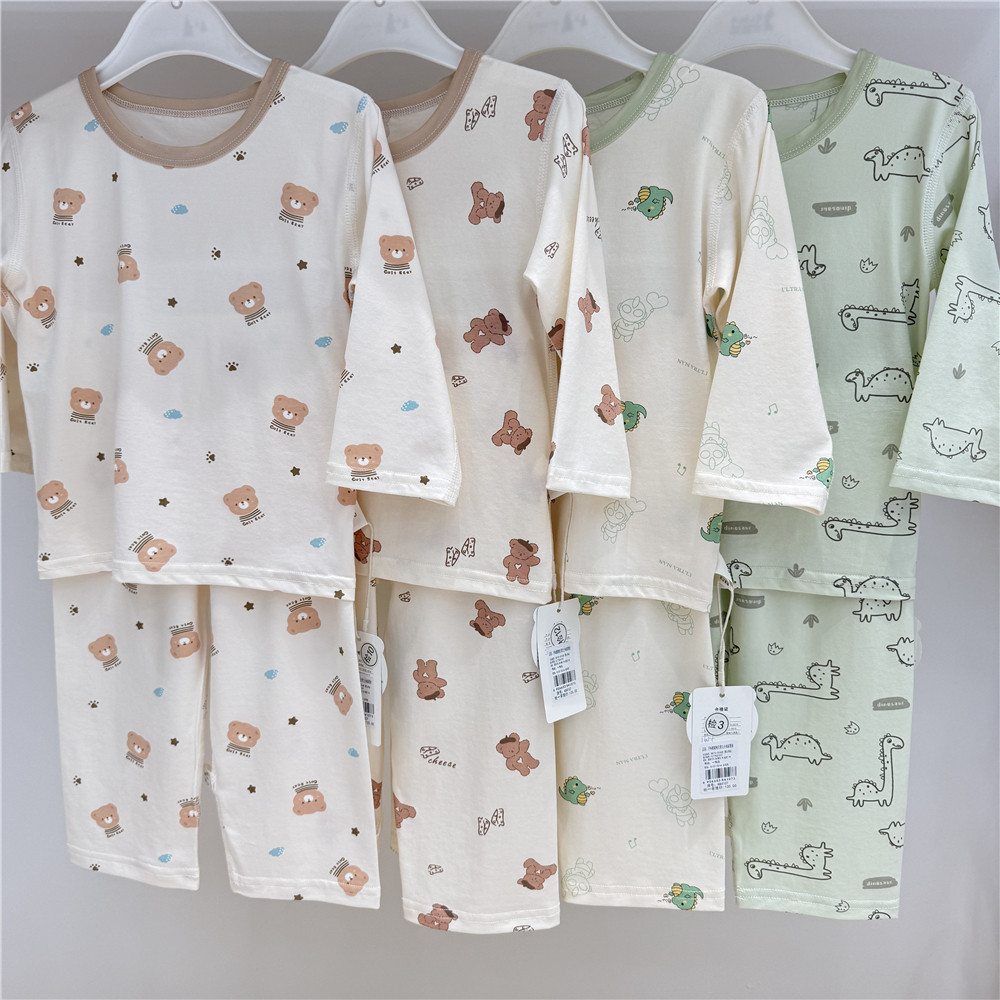 儿童夏季九分袖无骨空调服套装宝宝春夏薄款汗料家居服睡衣两件套,童装/婴儿装/亲子装,家居服套装,淘宝优惠券,粉丝福利购,淘宝优惠卷