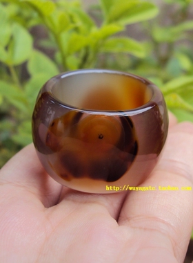 巴西纯天然无烧通透俏色玛瑙戒指