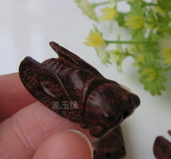 美玉缘 DIY散件小叶紫檀 金蝉 雕件 挂件 立体雕一鸣惊人