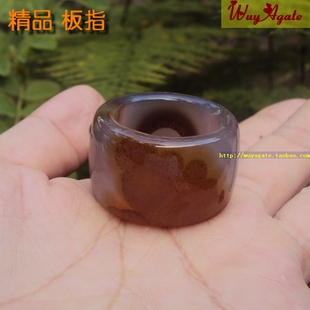 现货原色无烧纯天然俏色朱砂玛瑙扳指戒指指环男士款宽厚复古22mm