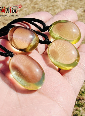 正财石！精品天然黄水晶石头吊坠天然石项链聚财饰品矿物原石挂件