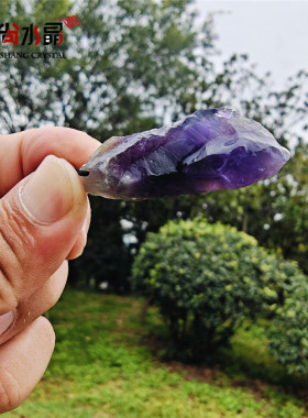 天然紫水晶原石单晶体吊坠毛衣链长款编制项链女锁骨链饰品礼品