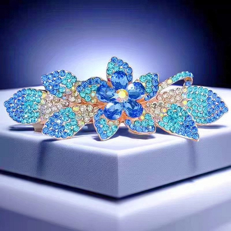 顶夹水晶横夹弹簧夹合金发卡韩版