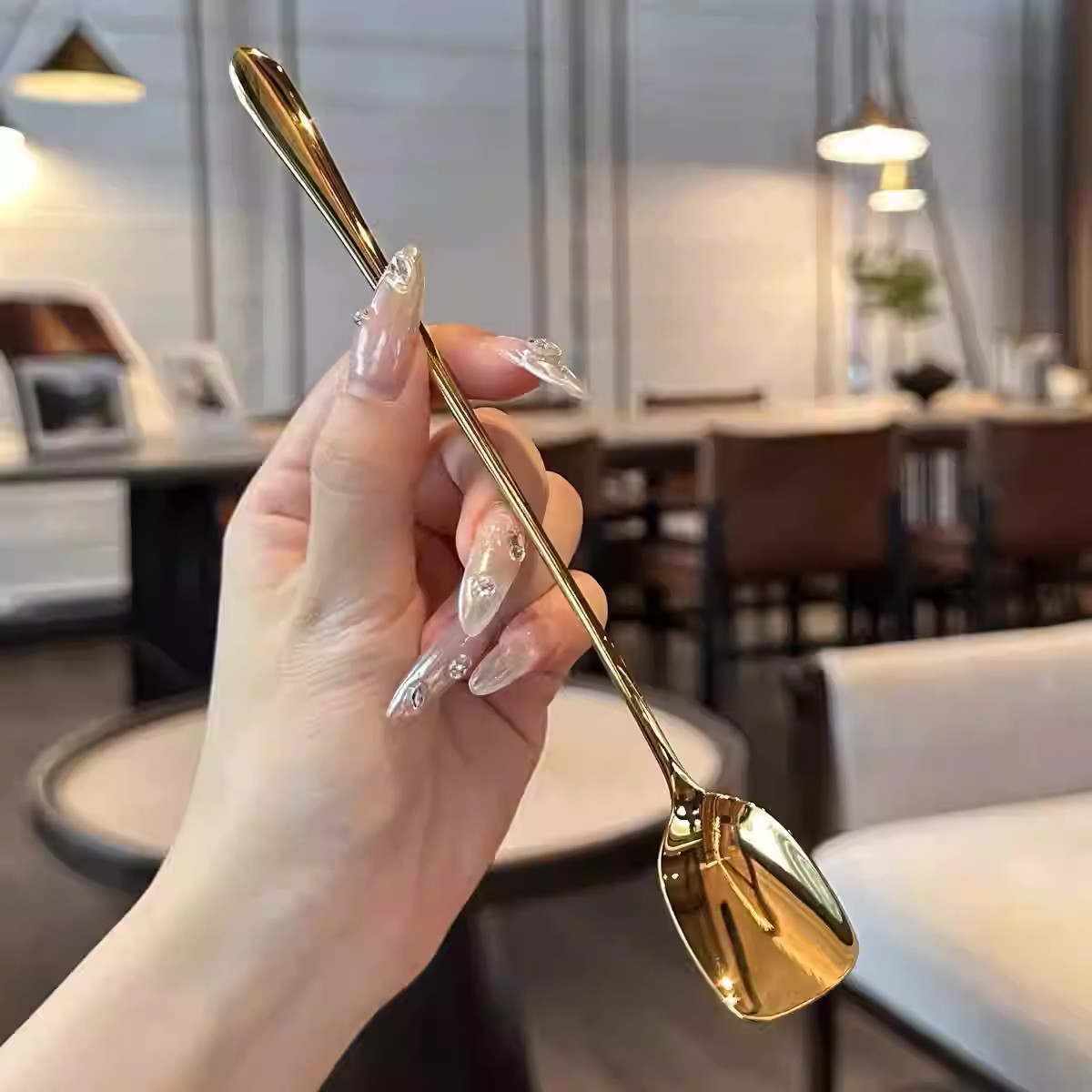 国风食品级小勺子咖啡勺子304调料勺咖啡搅拌棒甜品勺长柄勺子