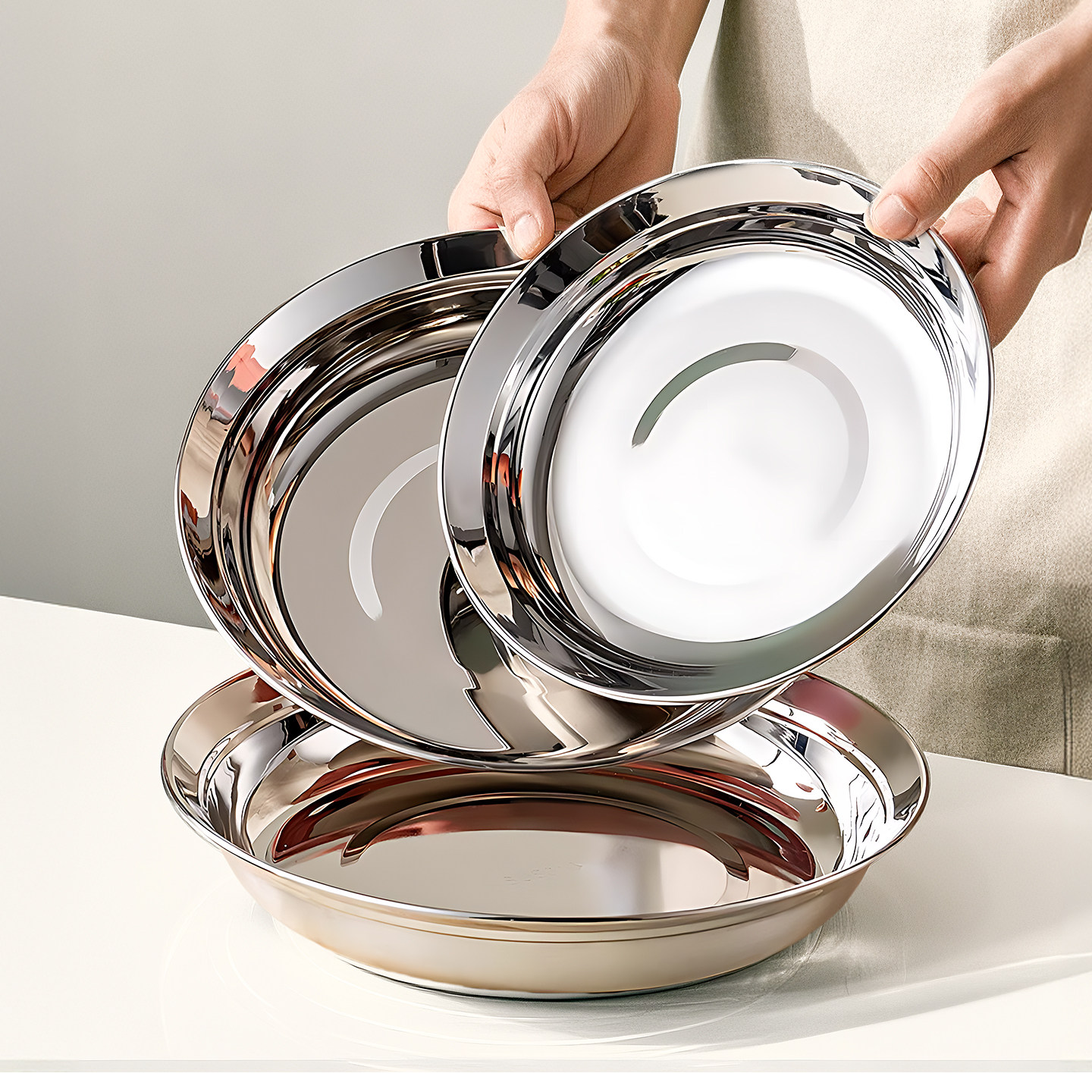 316不锈钢盘子加厚家用餐具汤盘深圆盘圆形碟子斜边防溢餐盘菜盘