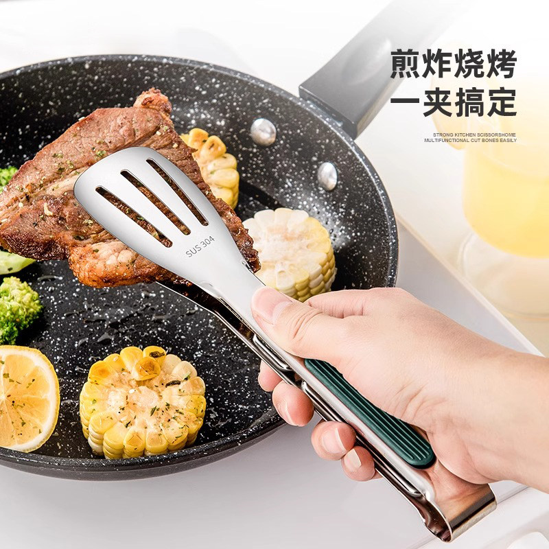 304不锈钢食品夹厨房防烫牛排夹菜食物商用烧烤烤肉面包蛋糕夹子