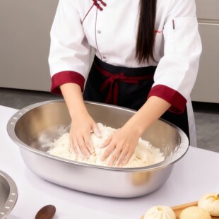 和面盆国风家用厨房料理面盆面粉碗发面烘焙专用不锈钢盆揉面盆