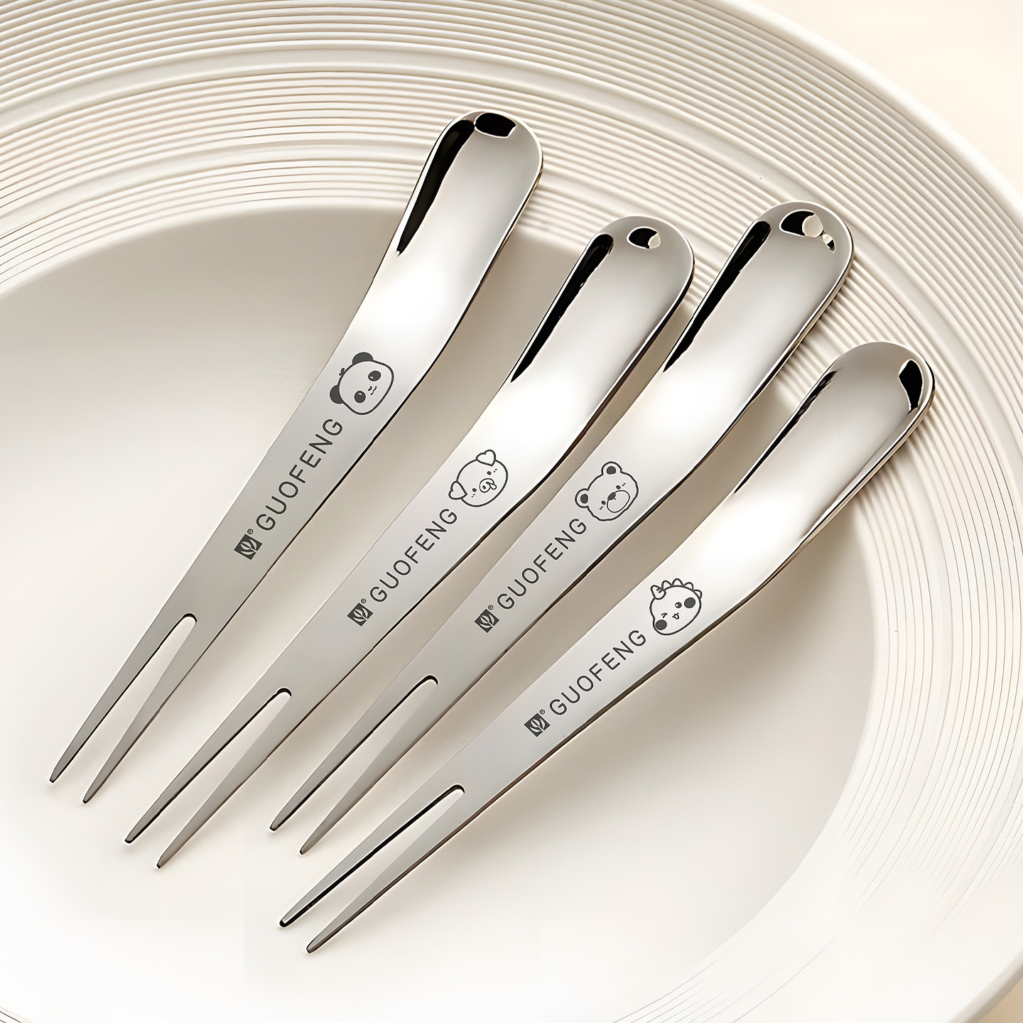 食品级动物水果叉316不锈钢叉子轻奢高级感儿童甜品叉勺蛋糕叉