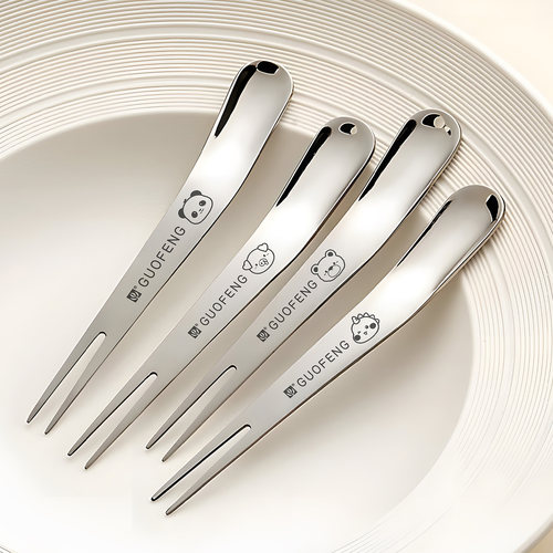 食品级动物水果叉316不锈钢叉子轻奢高级感儿童甜品叉勺蛋糕叉