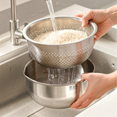 304不锈钢盆沥水篮新款 洗菜盆洗米过滤网筛洗水果滤水篮加厚漏盆