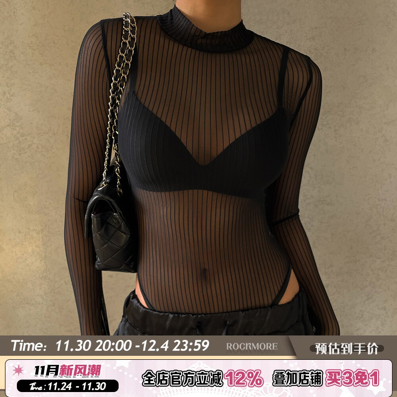 禁欲性感网纱透视镂空露背连体衣