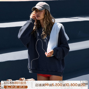 深蓝色套头上衣百搭 ROCKMORE 美式 休闲 欧美简约运动宽松卫衣