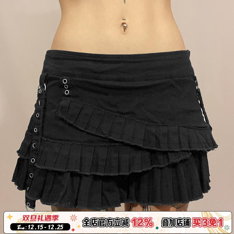 暗黑系哥特风不规则半身裙