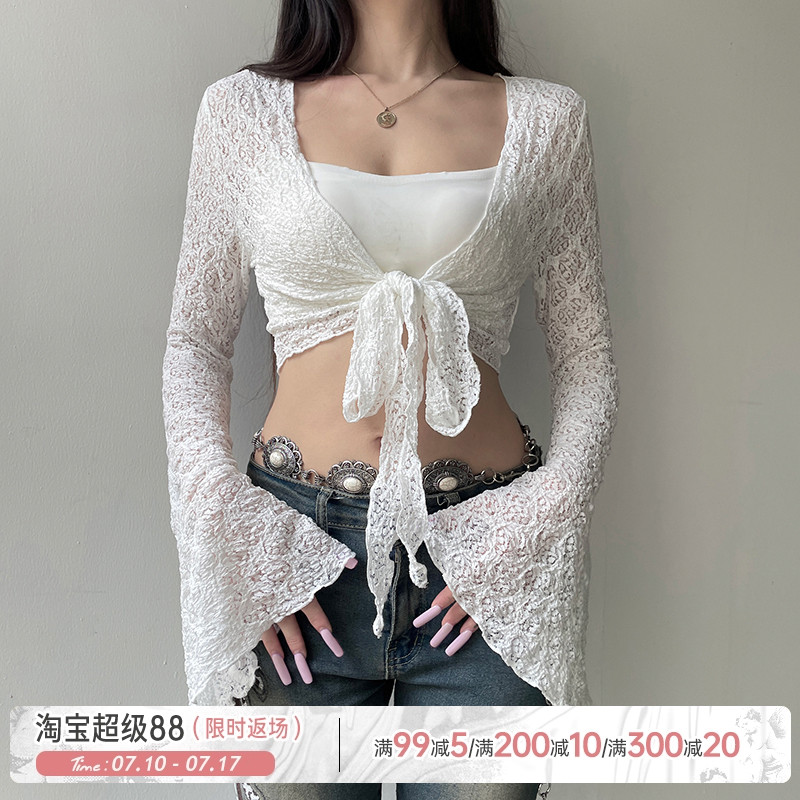 喇叭長袖短上衣輕薄疊穿