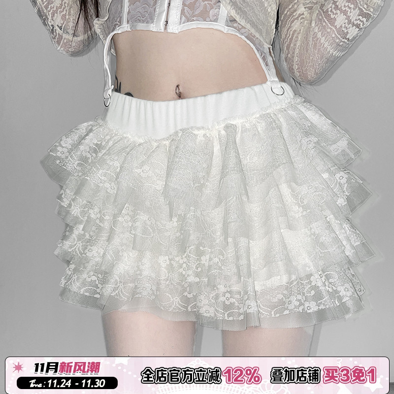 初恋感多层蕾丝拼接蓬蓬蛋糕裙