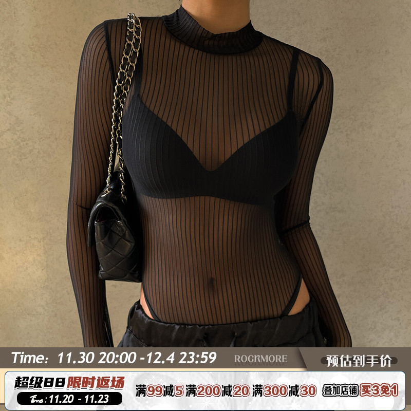 禁欲性感网纱透视镂空露背连体衣