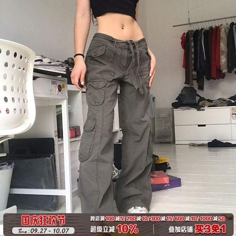 中腰美式复古工装裤多口袋