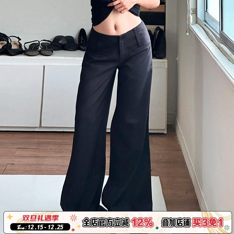 黑色基础宽松显瘦低腰百搭西装裤