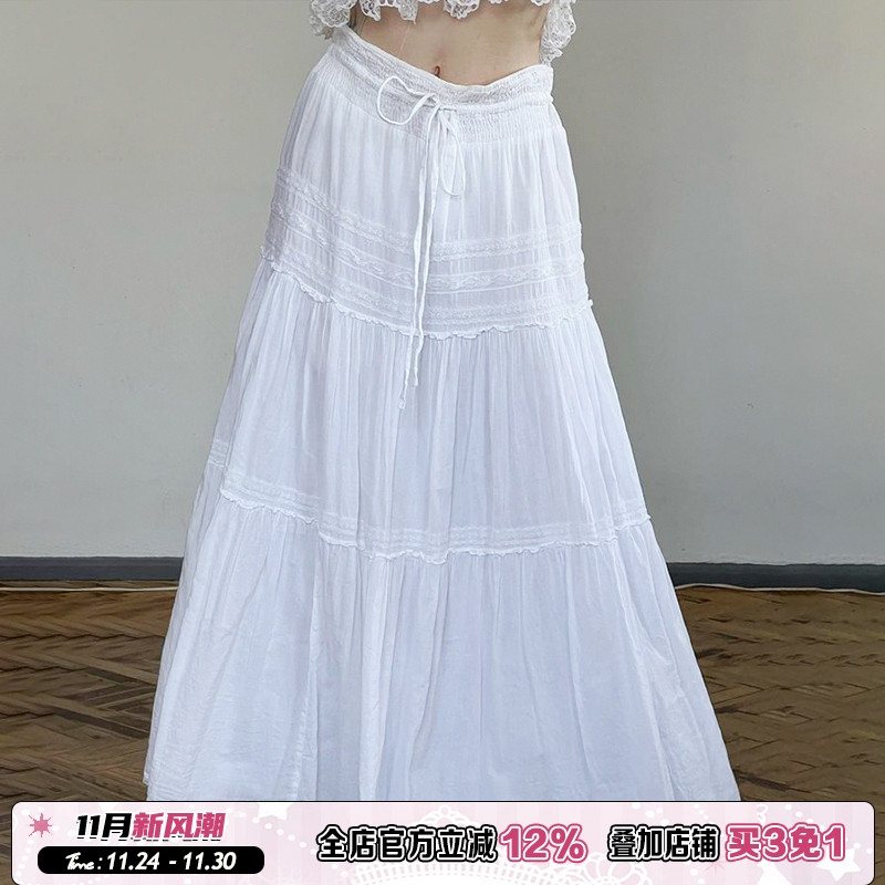 【纯洁月光】度假风蕾丝拼接长裙