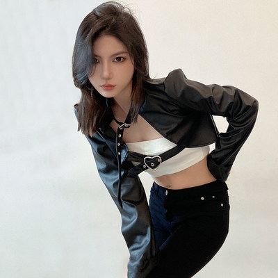 rockmore朋克辣妹镂空PU金属扣