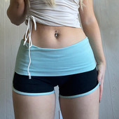 辣妹百搭基础款 运动休闲撞色紧身短裤 复古 休闲裤 ROCKMORE 美式