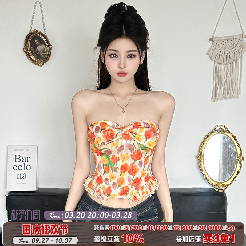 少女感蝴蝶结胸型抹胸