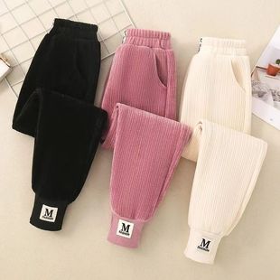 裤 中大童男童女童加绒加厚棉裤 子秋冬季 儿童夹棉保暖长裤 新款 童装