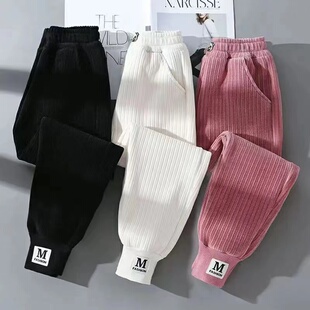 儿童裤 新款 2023秋季 休闲裤 长裤 子春秋大童加绒卫裤 女童洋气运动裤