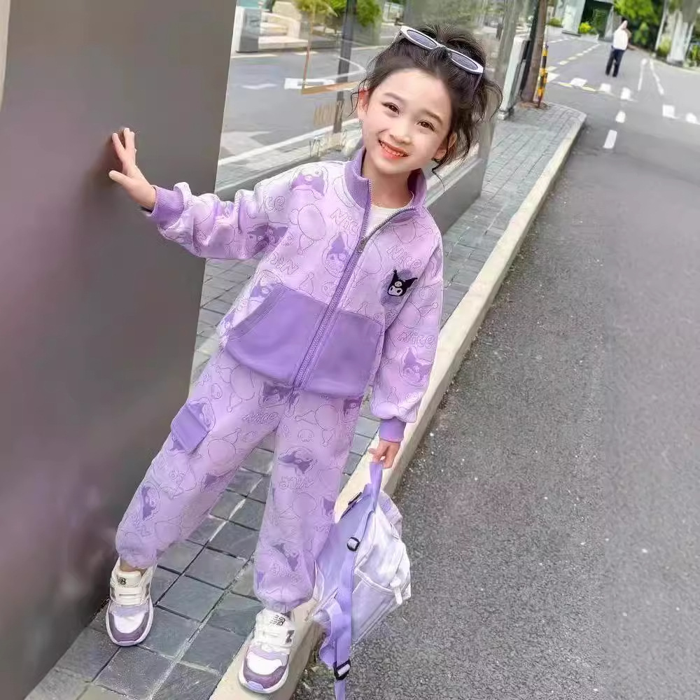 女童运动套装洋气春秋开衫套装儿童装拉链外套可爱休闲两件套潮款