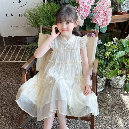 2025新款女童夏装飞袖连衣裙洋气公主裙中大童夏季裙子儿童超仙潮
