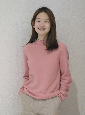L.WANG 乐往原创女装 星空 秋冬100%纯羊毛半高领文艺长袖毛衣