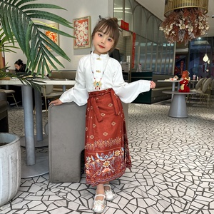 凤凰于飞马面裙女童儿童古装女宝民族风女孩马面裙古风汉服春夏款