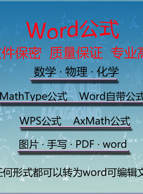 Word公式录入WPS mathtype公式编辑AxMath公式专业代打公式编号