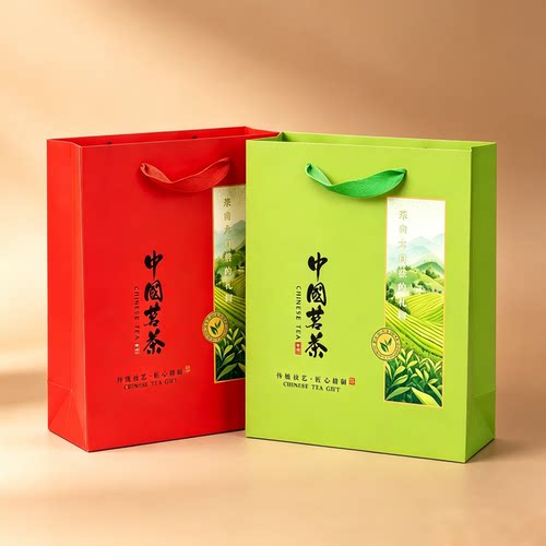 白卡茶叶袋中国茗茶通用礼品包装袋白茶龙井袋子手提高档爆款包邮