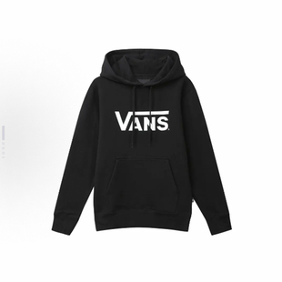 VANS范斯经典LOGO黑白红绿黄色男女套头连帽卫衣夹克VN0A3TXIBLK