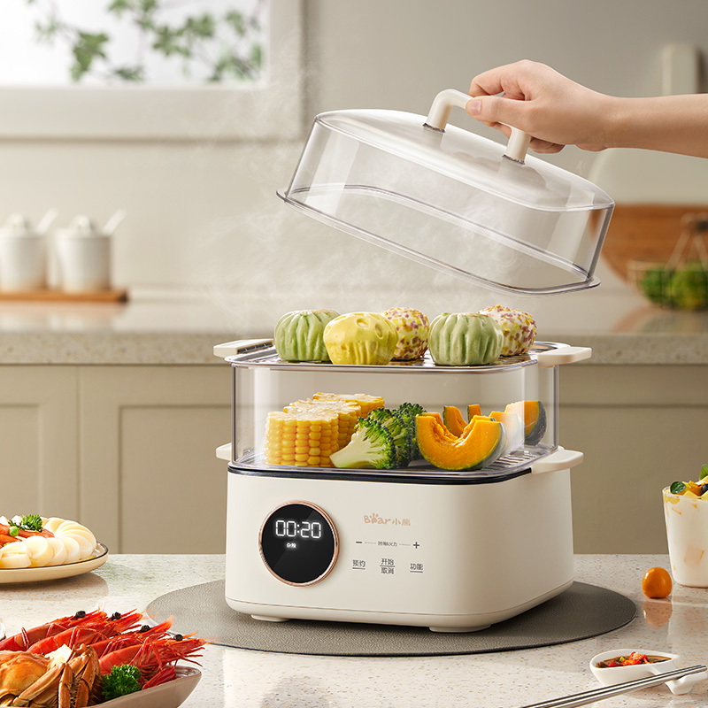 小熊不锈钢三层定时预约电蒸锅