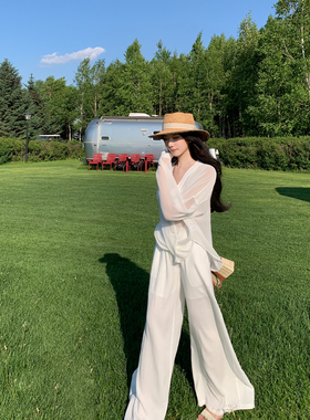 【清仓5折】素颜裤 老钱风人棉亚麻阔腿裤女宽松显瘦休闲长裤夏