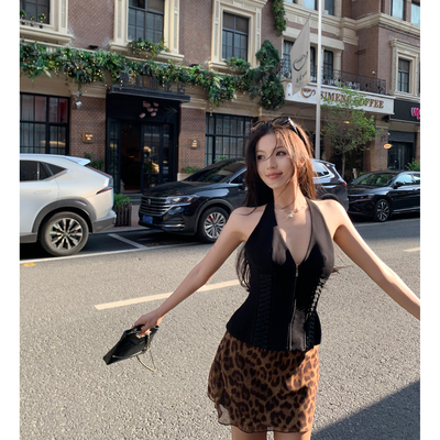 【清仓5折】芳心猎手 jennie同款打歌服红色挂脖上衣吊带背心