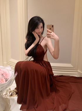 Middletone | 惊鸿裙 露思同款性感露背连衣裙氛围度假裙吊带长裙