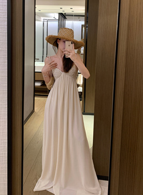 Middletone | 缪斯之恋~超仙决美重工款珍珠吊带连衣裙度假长裙女