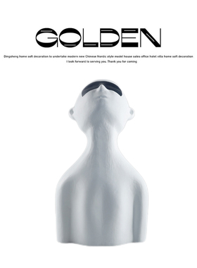 黑白色抬头蒙眼半身人物树脂雕塑样板房客厅售楼中心玄关软装摆件