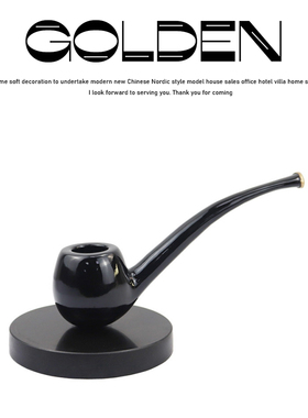 烟斗摆件新中式创意树脂大理石样板间书房客厅酒柜家居软装饰品
