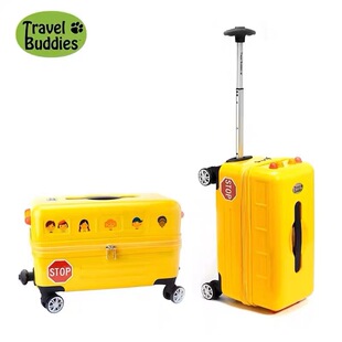 美国Travel Buddies儿童行李箱校车巴士小朋友登机箱拉杆箱可坐骑