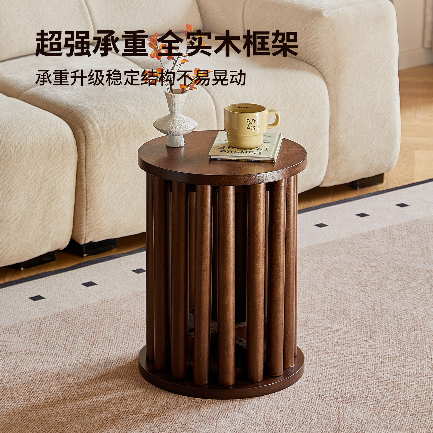 实木凳子可叠放圆凳家用叠叠乐待客备用餐桌板凳中古风组合矮凳