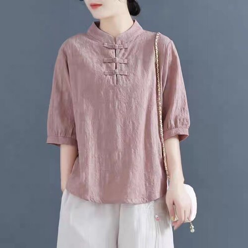 五分袖复古薄款立领棉女款